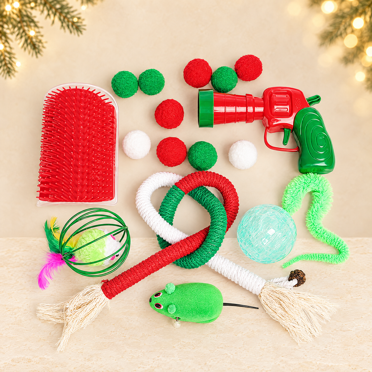 Christmas Pet Cat Toy Ball — ivory Christmas product photograph