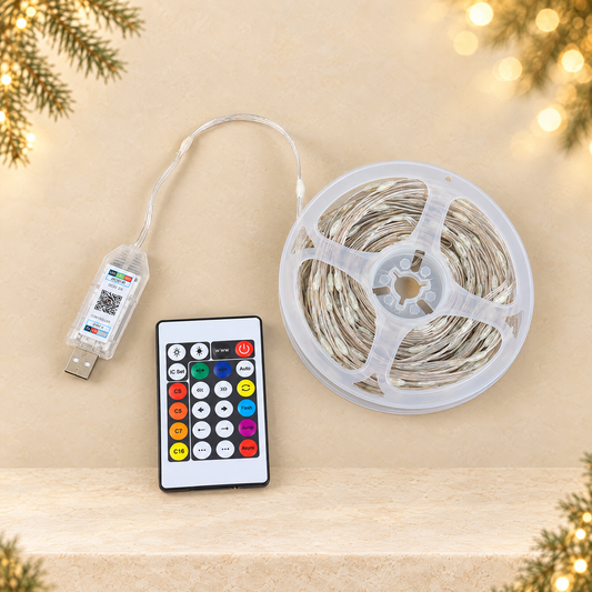 Bluetooth APP Controlled Color Changing Christmas Tree Light String — ivory Christmas product photograph