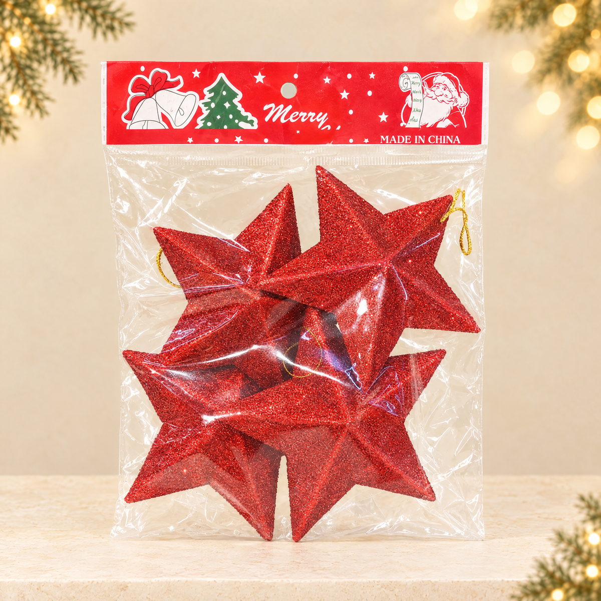 Blow Mold Plastic Christmas Star Ornament — ivory Christmas product photograph