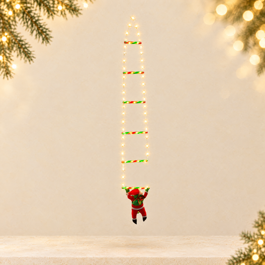Santa Claus Climbing LED String Lights — ivory Christmas product photograph