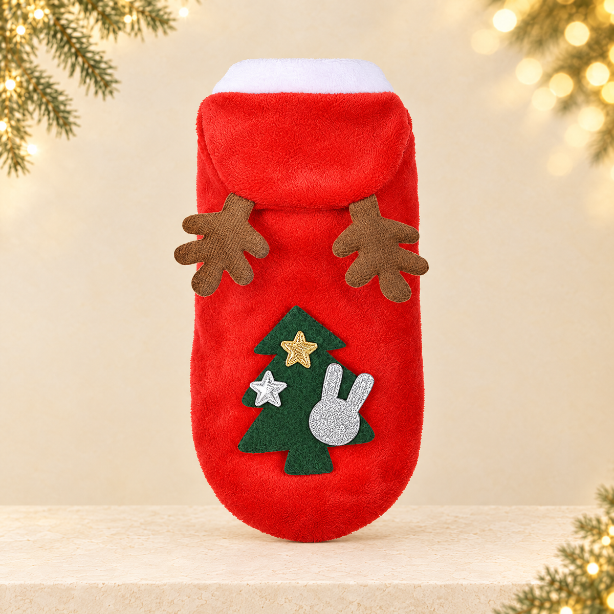 Flannel Pet Clothes for Christmas and Winter — ivory Christmas product photograph