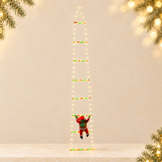 Santa Claus Ladder LED Decorative Light String with Remote Control — ivory Christmas product photograph