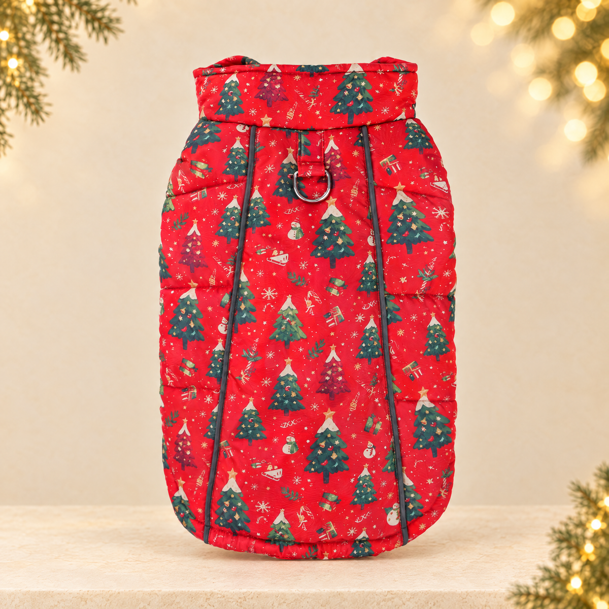 Christmas dog vest — ivory Christmas product photograph