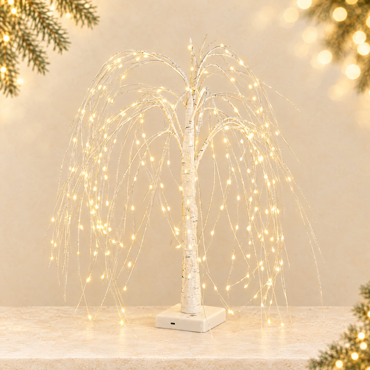 LED Christmas Willow Tree Light with 8 Functions — ivory Christmas product photograph