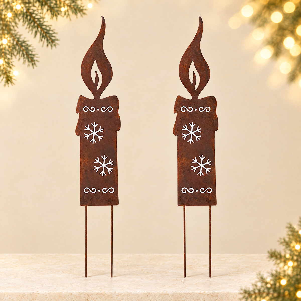 Rusty Metal Christmas Garden Decoration — ivory Christmas product photograph