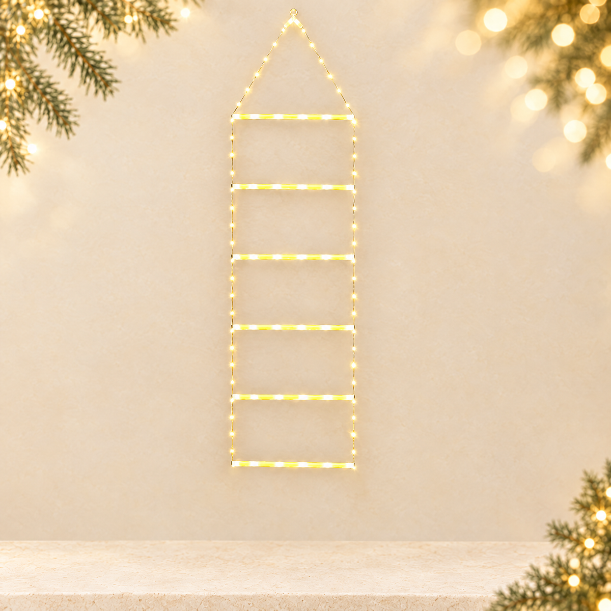 Christmas LED Ladder Light String — ivory Christmas product photograph