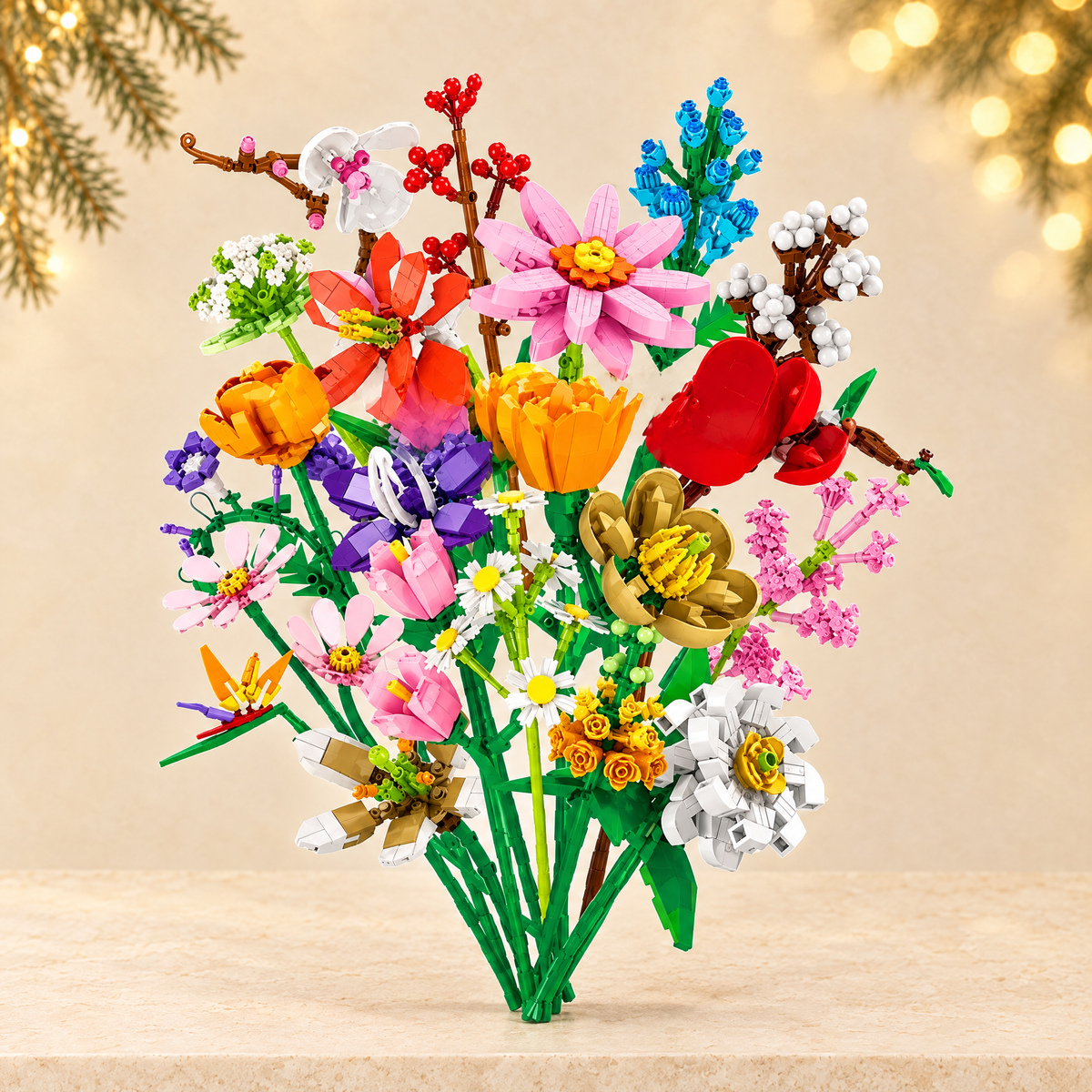 Flower Bouquet Christmas Building Blocks — ivory Christmas product photograph