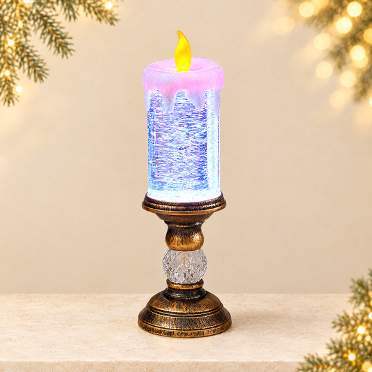 Colorful Gradient Christmas Crystal Lamp with Automatic Snowfall — ivory Christmas product photograph