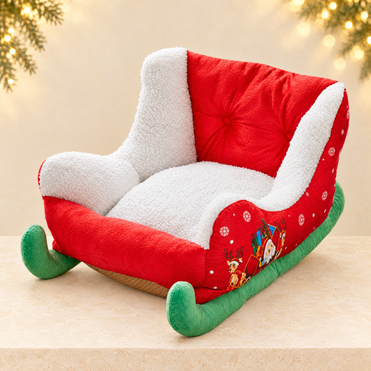 Sleigh-Shaped Christmas Pet Bed — ivory Christmas product photograph
