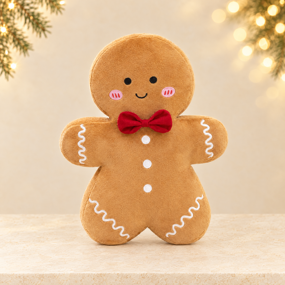 Cute Gingerbread Man Plush Toy — ivory Christmas product photograph