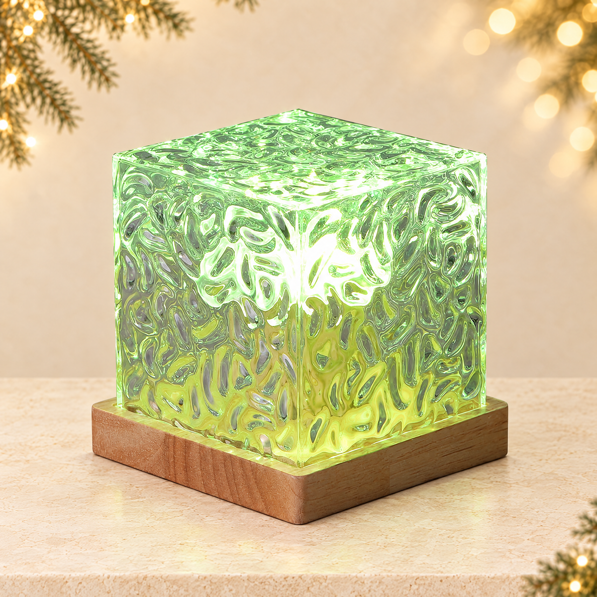 Christmas ripple pattern bedroom bedside lamp — ivory Christmas product photograph