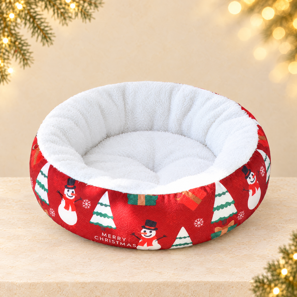 Christmas Warm Pet Nest Pad — ivory Christmas product photograph