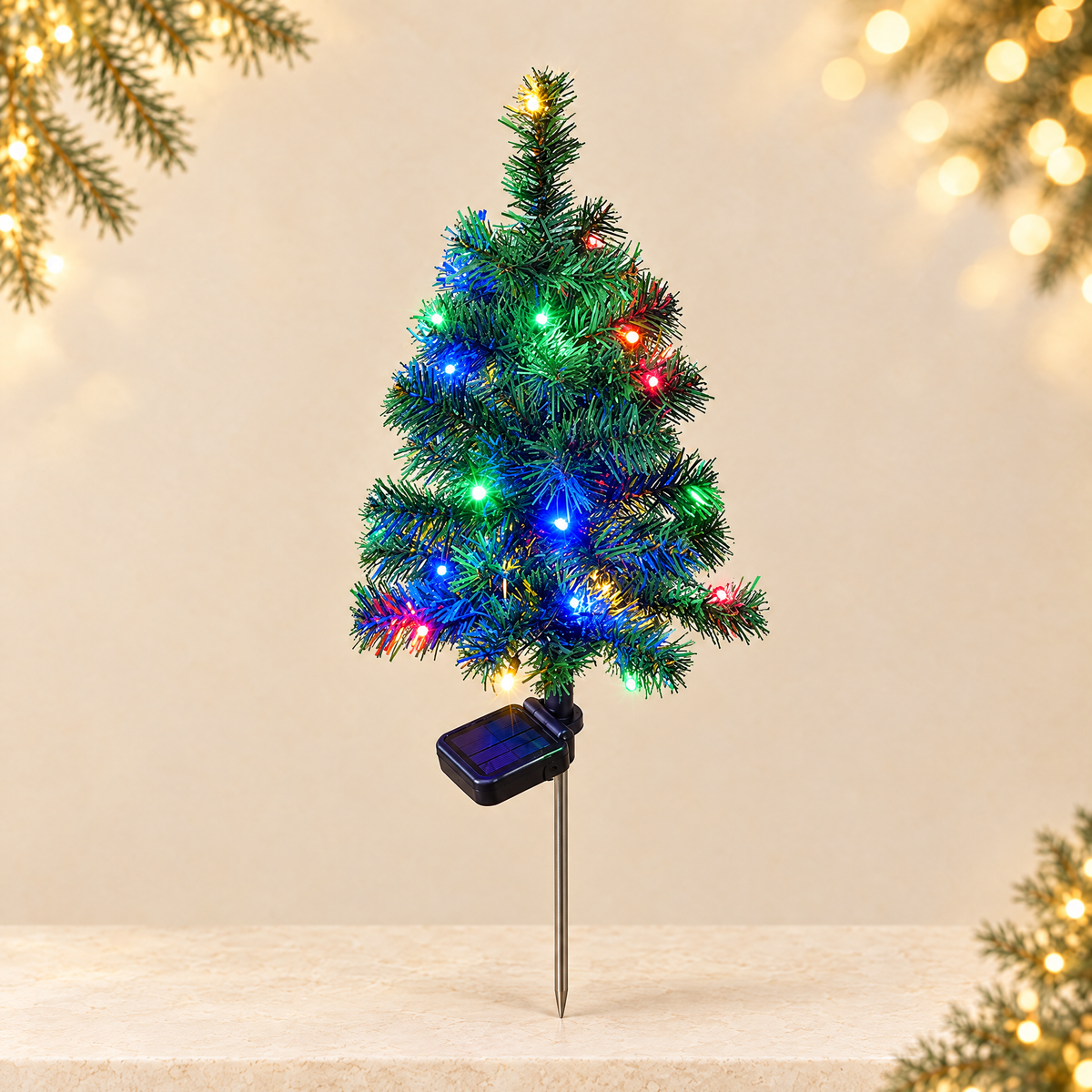 Solar LED Christmas Tree Light for Outdoor Decoration — ivory Christmas product photograph