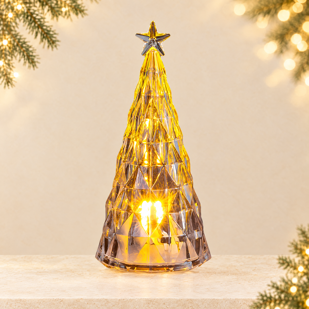 Luminous Christmas Tree Night Light for Desktop Decoration — ivory Christmas product photograph