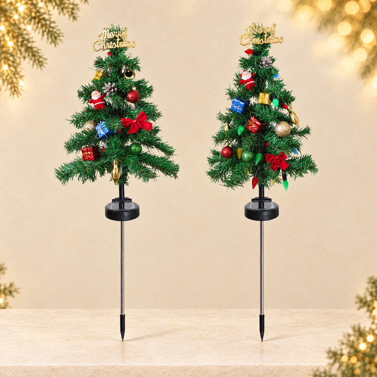 Solar Christmas Tree Garden Decorative Light — ivory Christmas product photograph