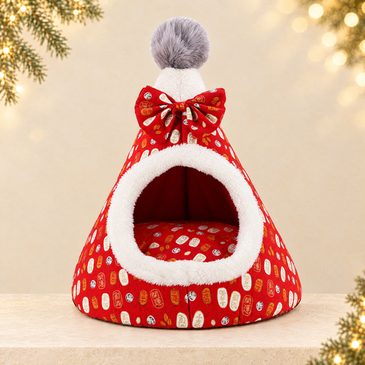 Christmas nest Christmas tree shape pet nest — ivory Christmas product photograph