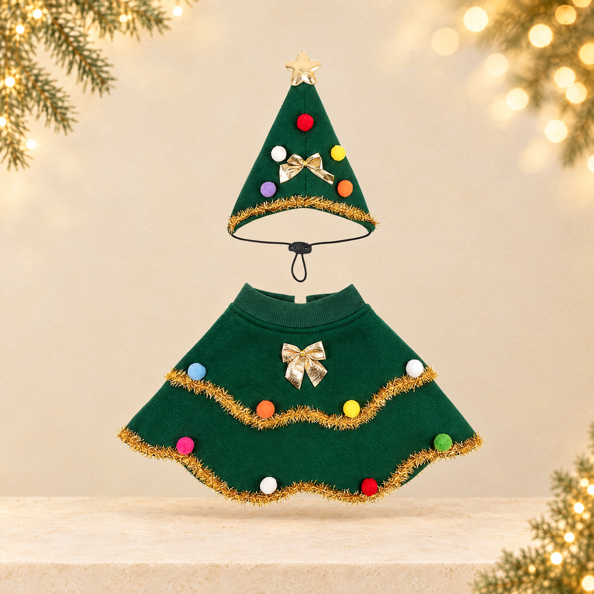 Dog Christmas Costume Puppy Cloak Clothes — ivory Christmas product photograph