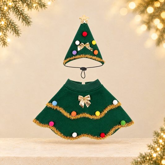 Dog Christmas Costume Puppy Cloak Clothes — ivory Christmas product photograph