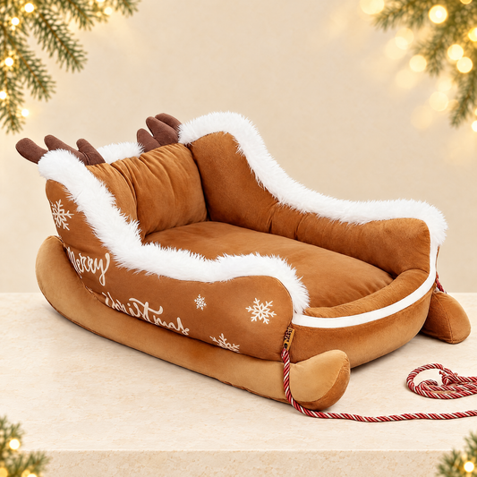 Christmas Sleigh Pet Bed — ivory Christmas product photograph
