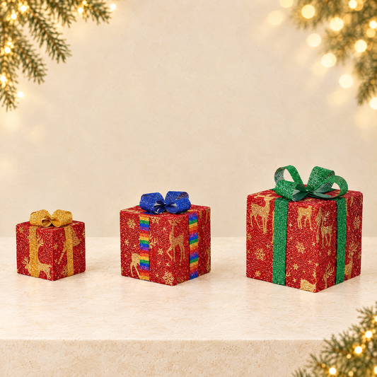 Christmas Gift Box Color Light Decor — ivory Christmas product photograph
