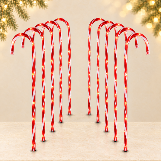 Solar Candy Cane Christmas Lights for Garden Decoration — ivory Christmas product photograph