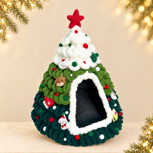 Christmas Tree Felt Cat Bed — ivory Christmas product photograph