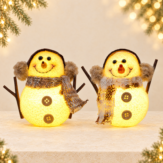 Christmas glowing little snowman figurine — ivory Christmas product photograph