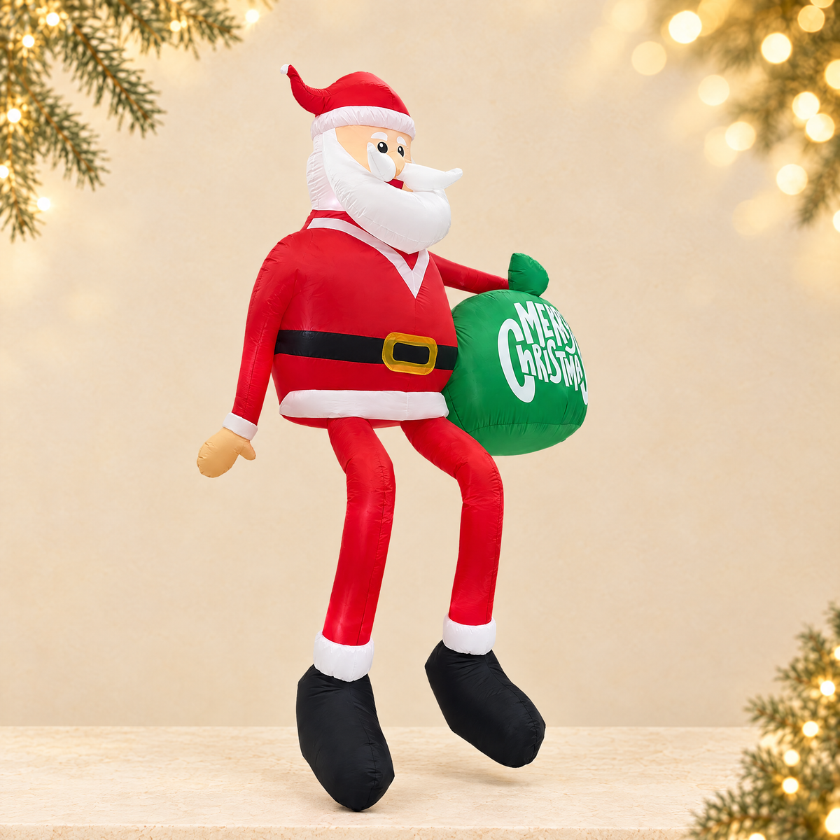 LED Luminous Christmas Sitting Santa Claus Outdoor Decoration — ivory Christmas product photograph