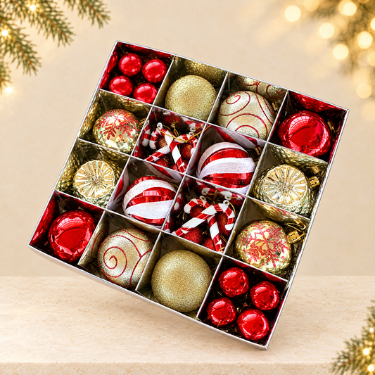 6cm Electroplated Christmas Ornament Ball with Hand-Painted Designs — ivory Christmas product photograph