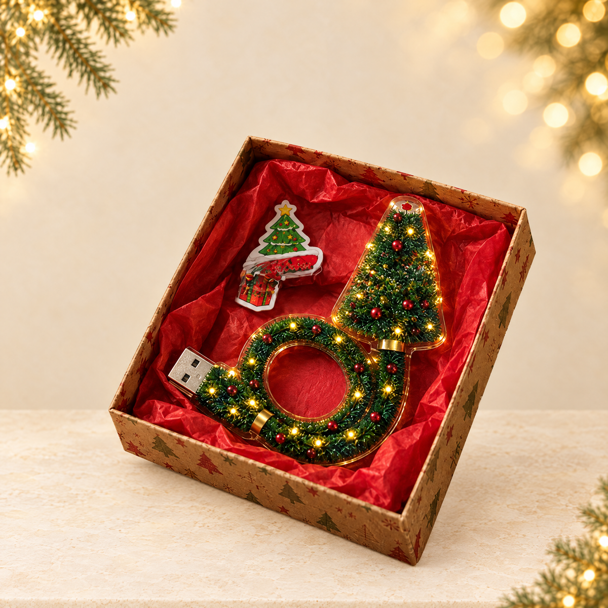 Magical Christmas Tree USB Projector Light — ivory Christmas product photograph