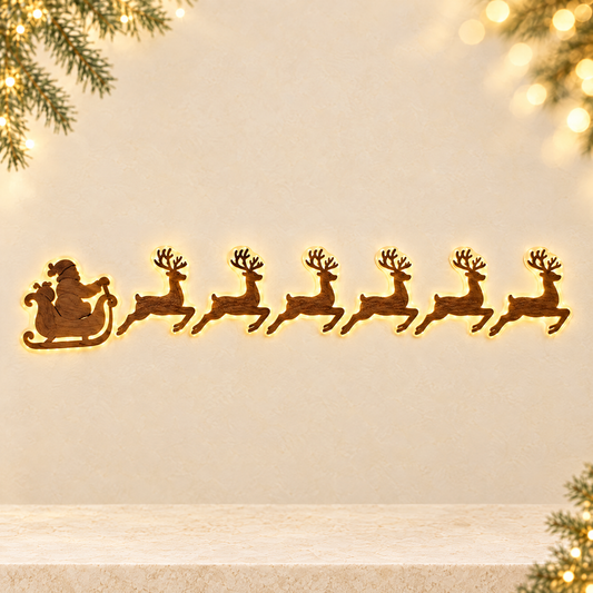 Elk Silhouette Light Indoor Christmas Wall Decoration — ivory Christmas product photograph