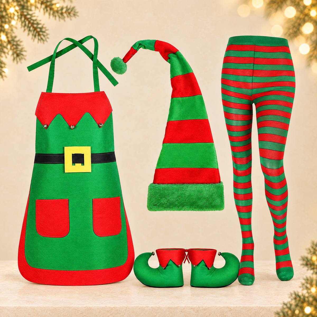 Christmas Party Apron and Hat Set — ivory Christmas product photograph