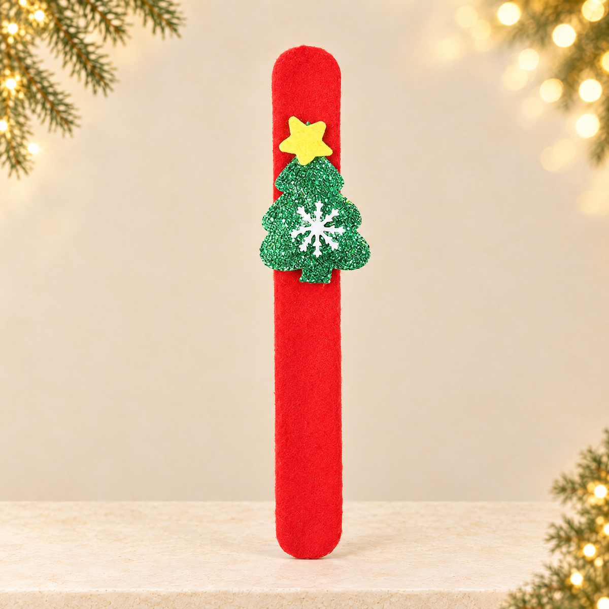 Christmas Plush Snap Bracelet for Kids — ivory Christmas product photograph