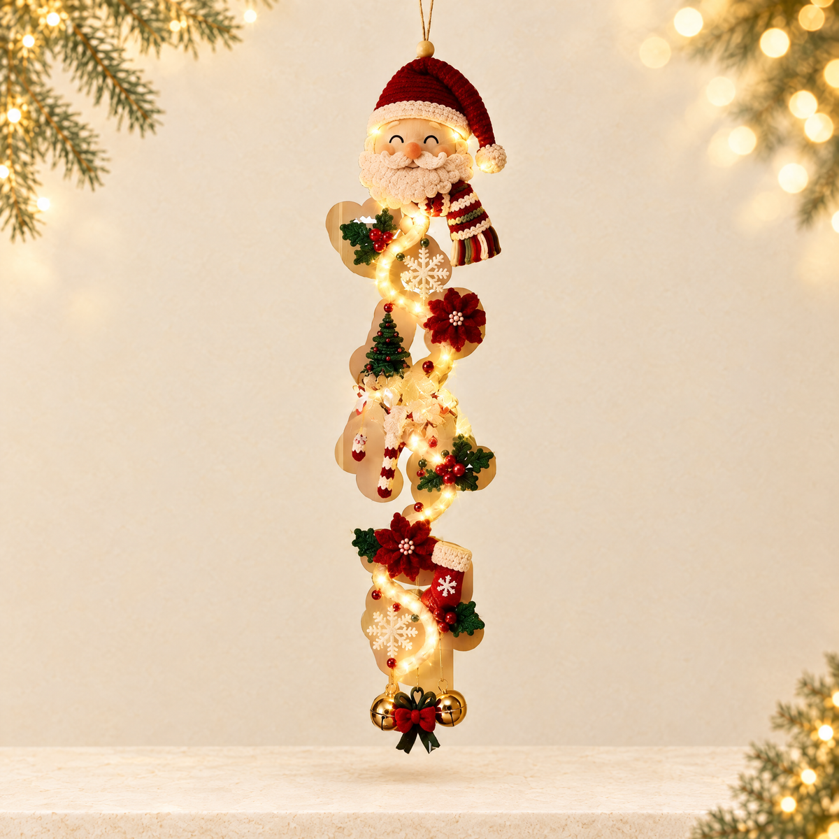 Glowing Christmas Door Hanger — ivory Christmas product photograph