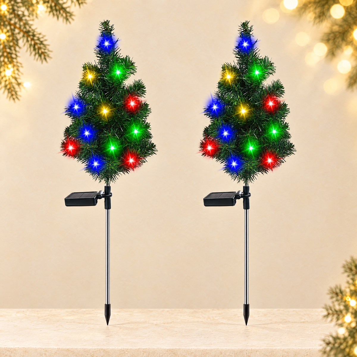 Solar Christmas Tree Landscape Light — ivory Christmas product photograph