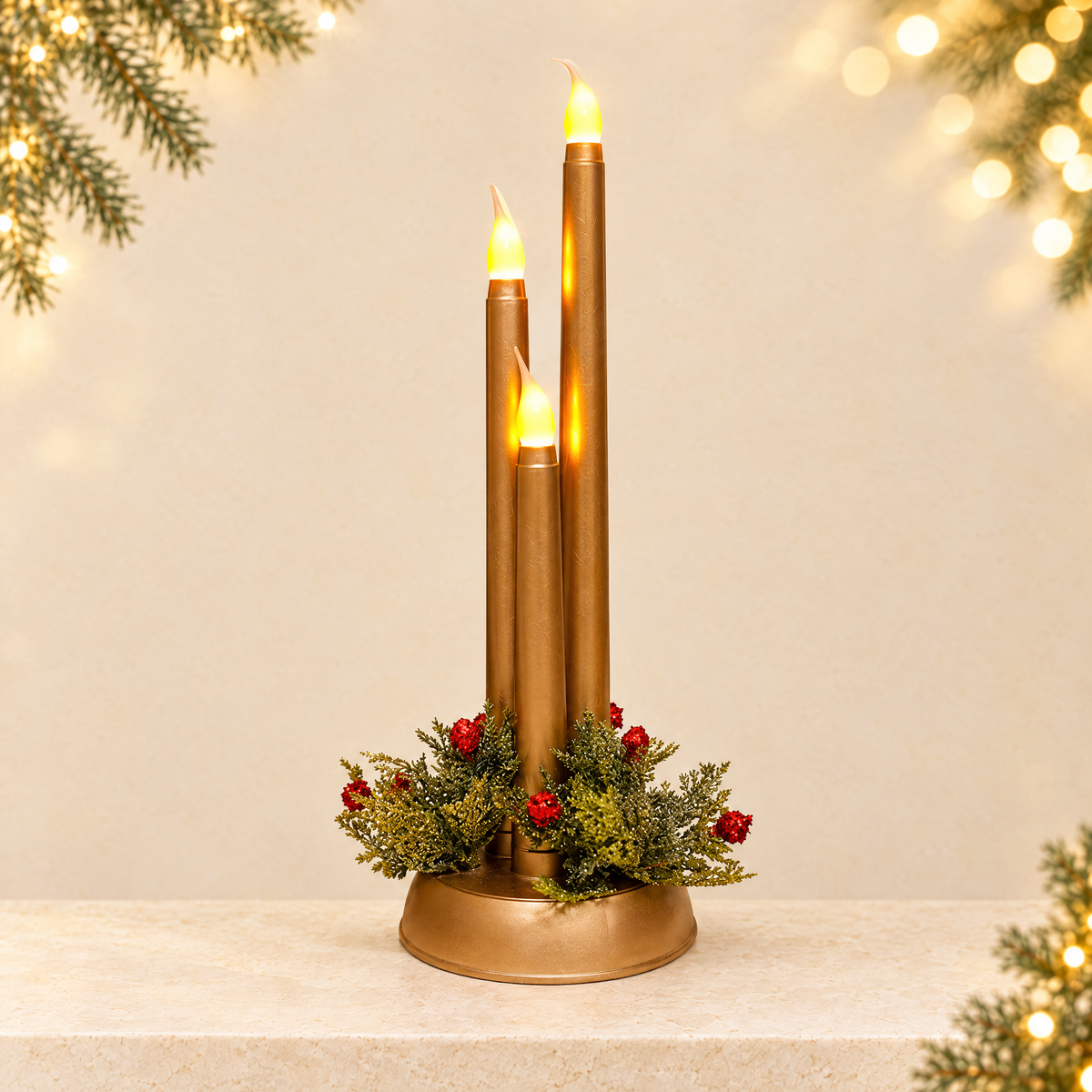 Christmas Candle Nightlight Ornament — ivory Christmas product photograph