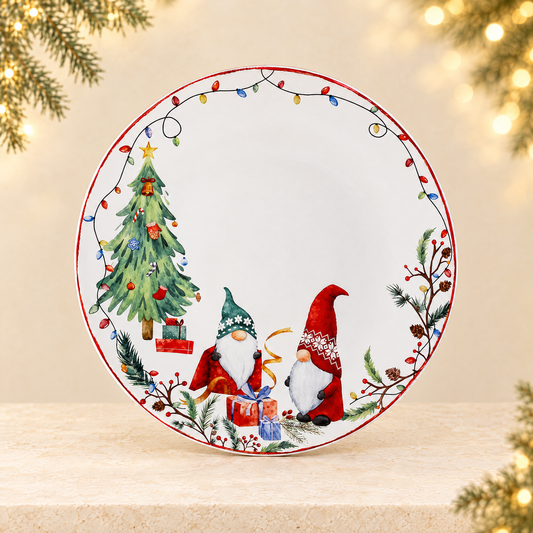 Christmas Themed Ceramic Dinner Plate — ivory Christmas product photograph