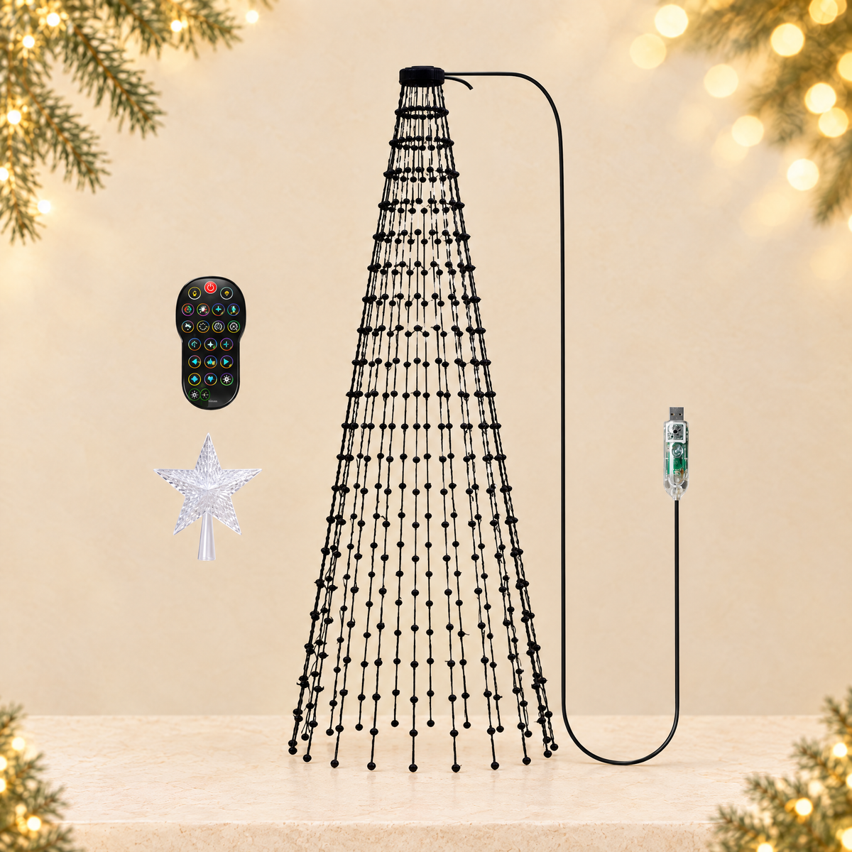 Programmable Sound Controlled Christmas LED Light String — ivory Christmas product photograph