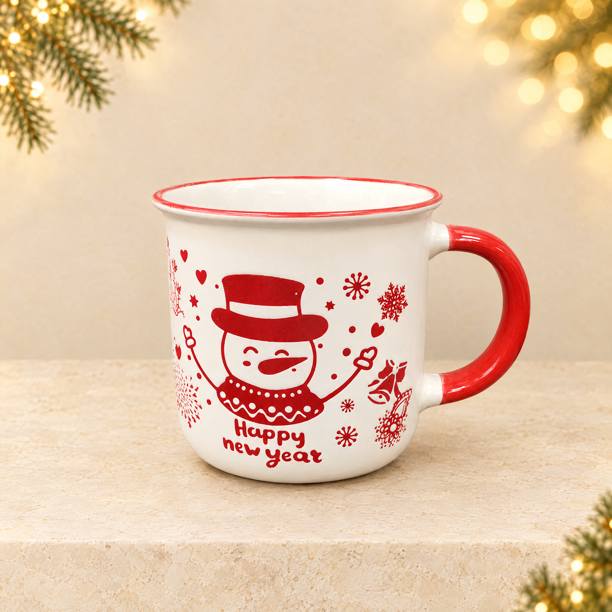Christmas Ceramic Mug Holiday Gift — ivory Christmas product photograph