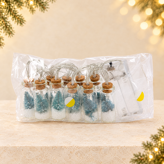 Decorative LED Christmas String Lights with Glass Bottles — ivory Christmas product photograph