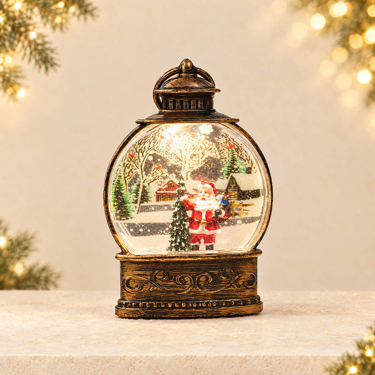 Christmas water-filled small wind lamp decoration item — ivory Christmas product photograph