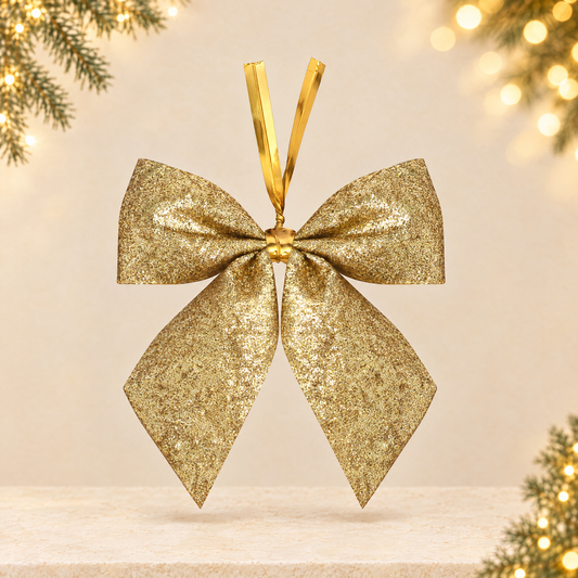 Small Powdered Ribbon Christmas Tree Bow Ornament — ivory Christmas product photograph
