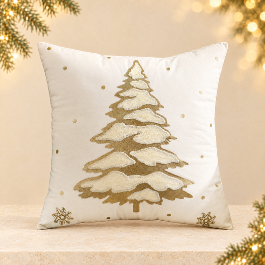 Christmas Embroidered Pillowcase — ivory Christmas product photograph