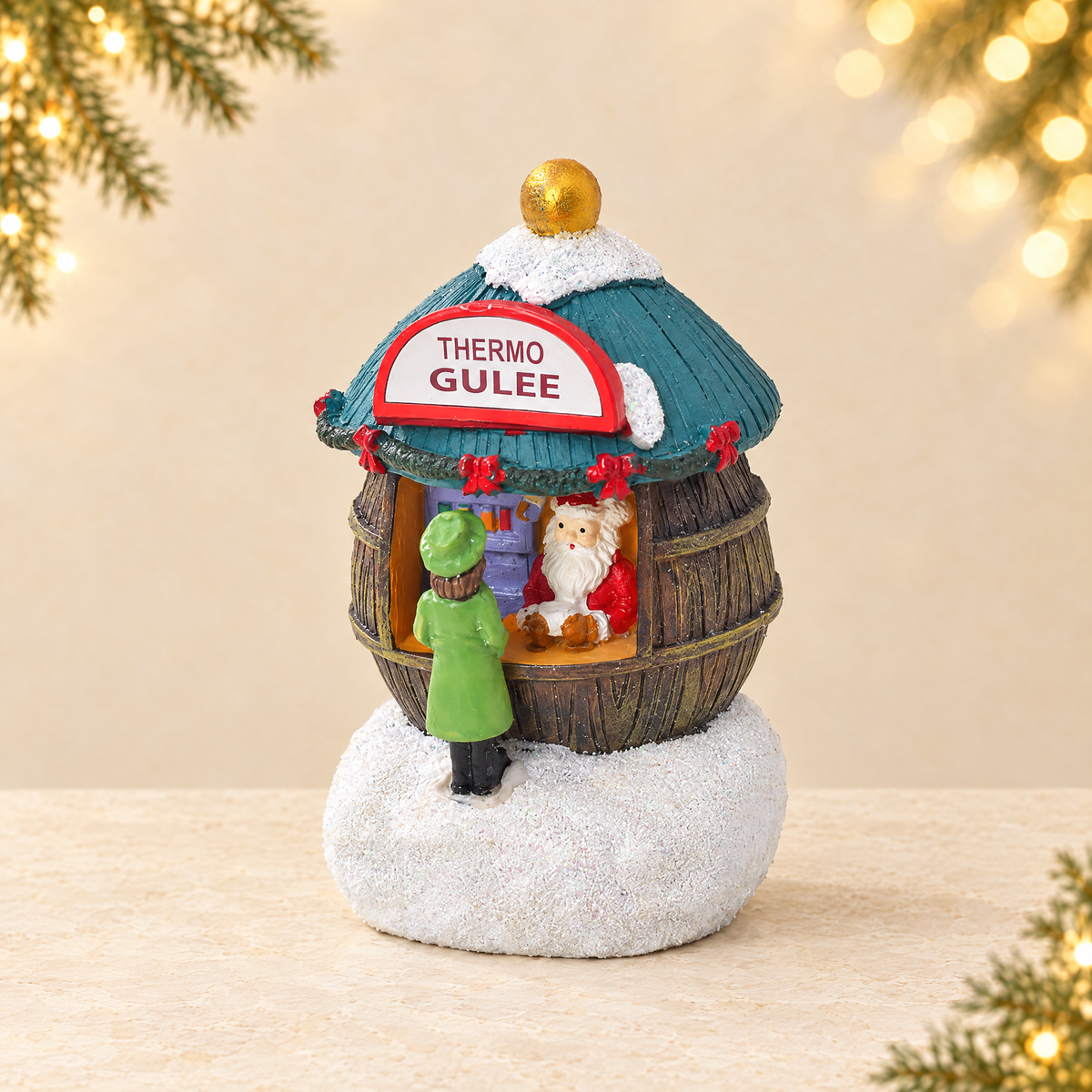 Christmas Resin Mini House Santa Shop Ornament — ivory Christmas product photograph