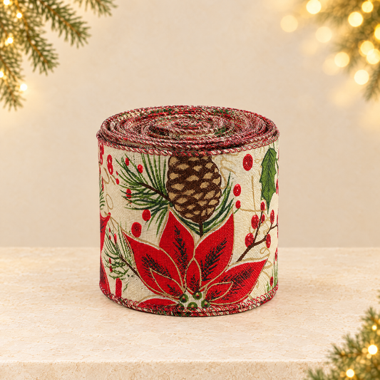 Burlap Christmas Ribbon — ivory Christmas product photograph