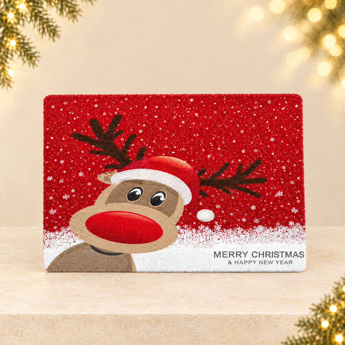 Christmas entrance mat — ivory Christmas product photograph