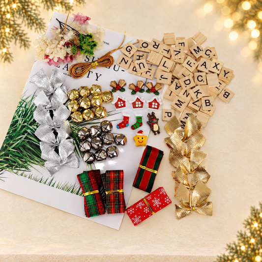 Christmas ornament DIY materials — ivory Christmas product photograph