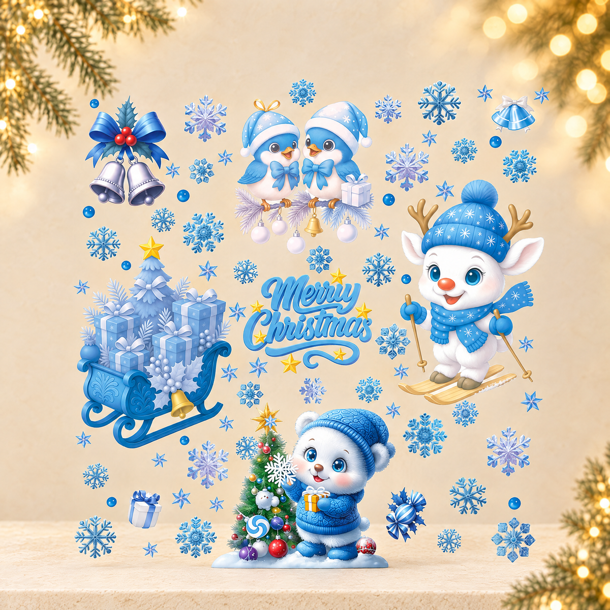 Christmas glass stickers — ivory Christmas product photograph