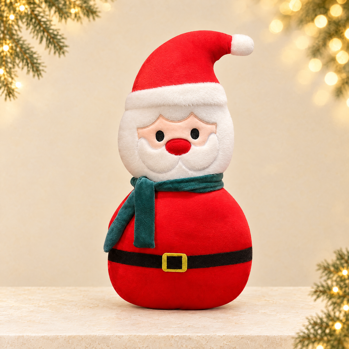 Cartoon Santa Claus and Snowman Plush Doll — ivory Christmas product photograph