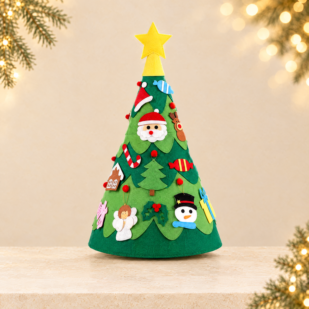 Handmade DIY felt Christmas tree — ivory Christmas product photograph